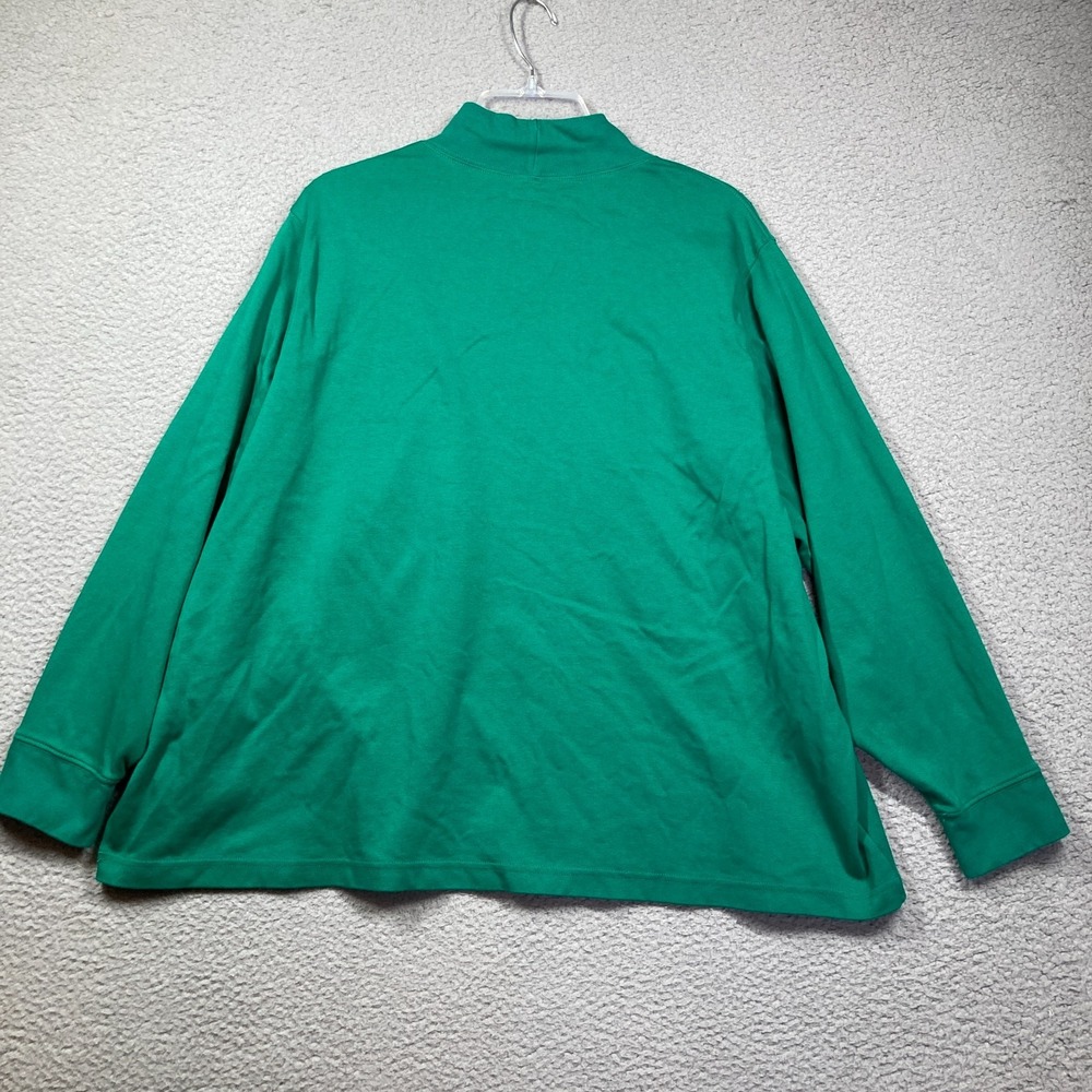 Lands' End Mock Neck Shirt Womens Plus 3X‎ Green Relaxed Fit Long Sleeve Stretch - Picture 10 of 11